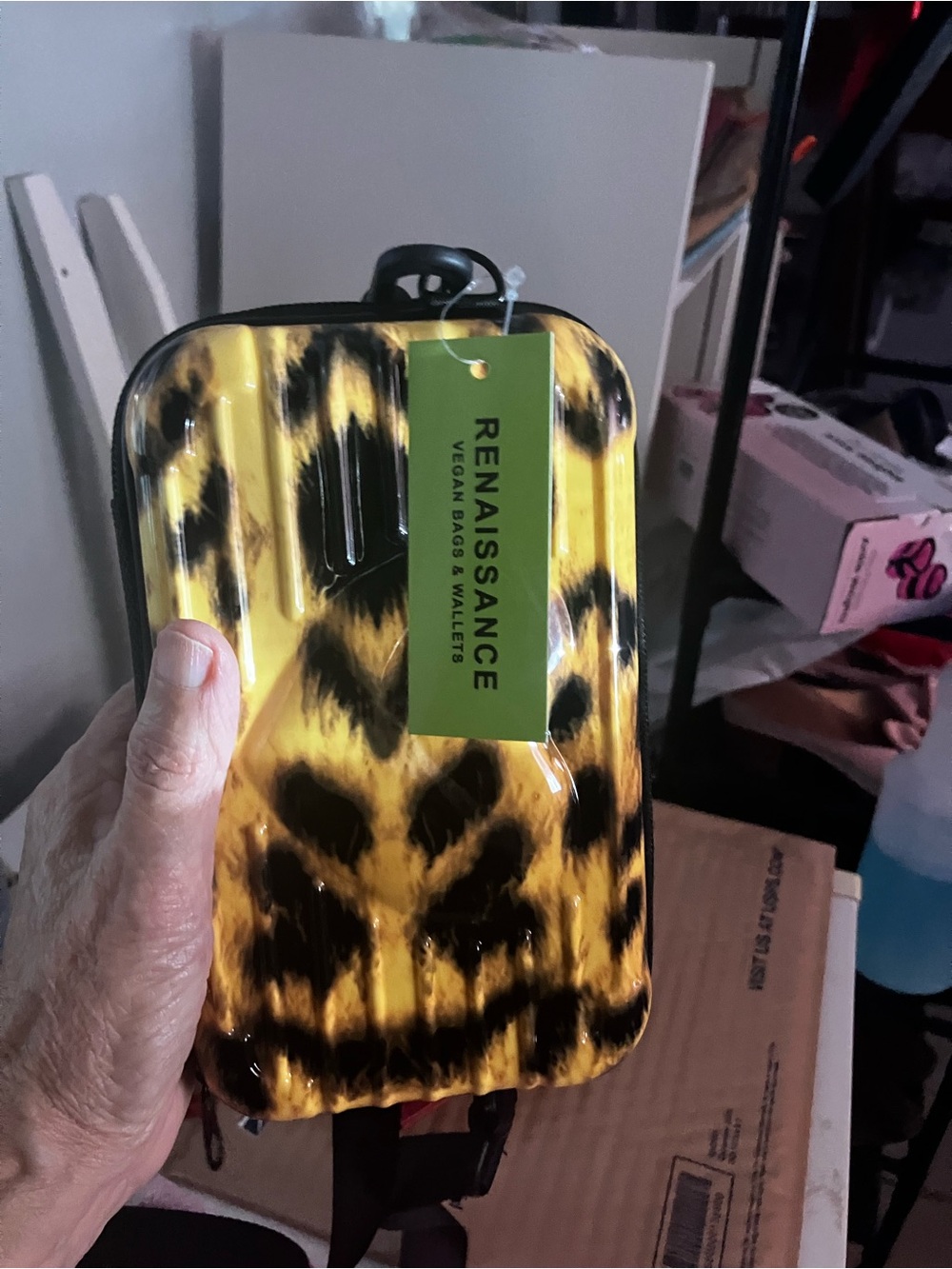 Yellow & Black Leopard Print Mini Travel Case -vinyl